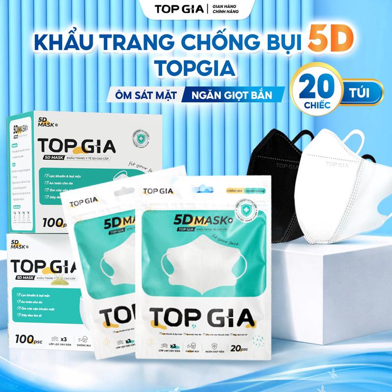 Thùng 100/200/300/500 chiếc khẩu trang 5D cải tiến TOPGIA an toàn,