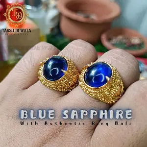 [COD] BLUE SAPPHIRE  - Natural Stone - Ring Gold Cakra - Pancar Aurra, Rej3ki, Kesuks3s4n, Kharismat1k, Wib4wa - Taksu Dewata Bali