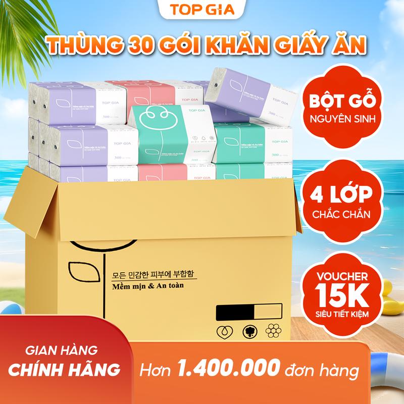 (Đa kho) Thùng 30 gói giấy rút Topgia, khăn giấy tiện lợi Giấy Ăn Topgia Giấy Vệ Sinh 3 màu 4 lớp