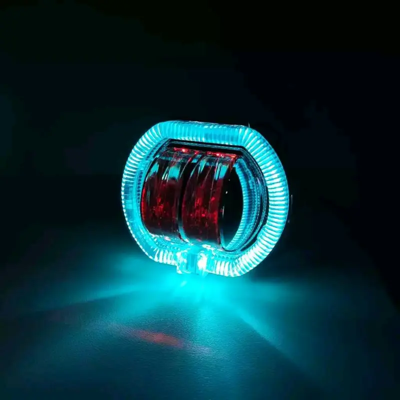 Lampu Tembak Sorot Depan LED Daymaker Biled 2 Mata 12 - 24 Volt Shroud Crystal 2 Warna Truk Bus Tronton Canter Fuso AE 8D Hi Lo High Low Jauh Dekat 3 Mode Strobo Kedip Flash Running Angel Eye Truck Bis Alat Berat Demon Eyes Angle Projie Utama Putih Kuning 2