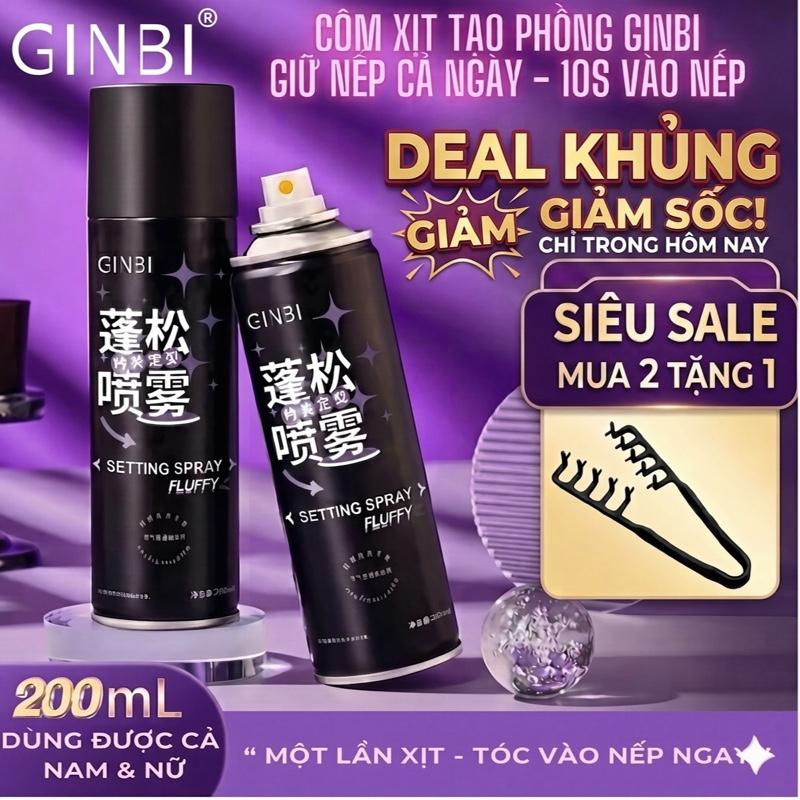 GÔM XỊT TÓC GINBI 200ML - TẠO PHỒNG TỰ NHIÊN