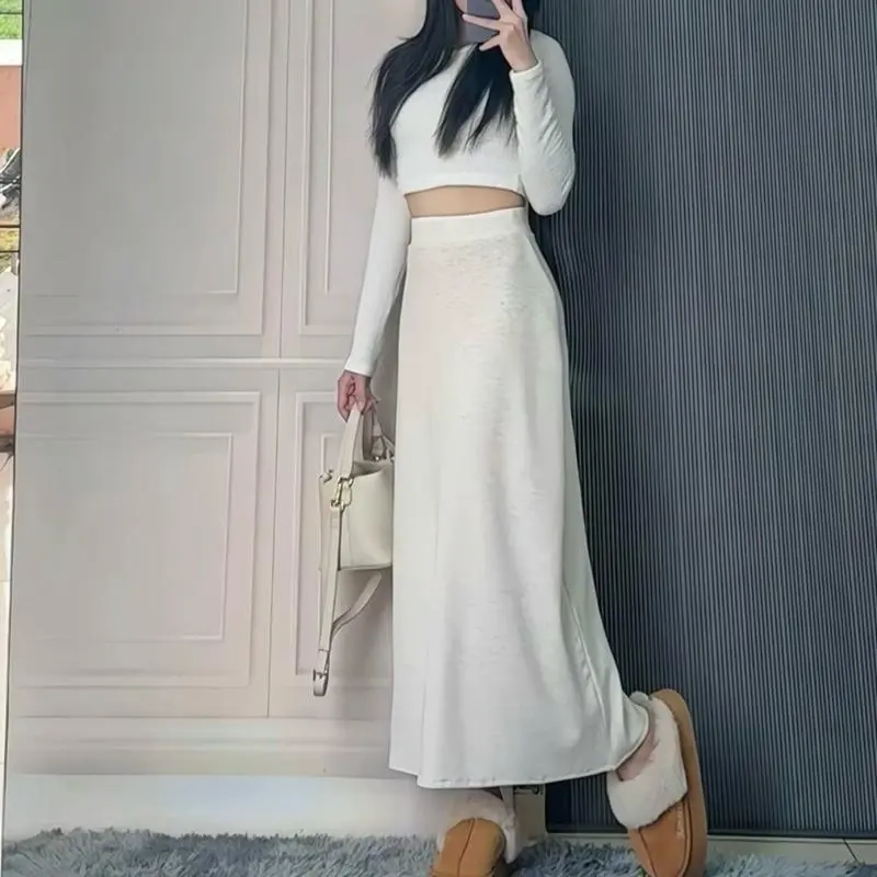 [ BẢN DÀI 90CM ] Chân Váy Dáng Dài Midi Xẻ Sau Dáng A Chất Thun Len Lông Thỏ ,mặc đi chơi , đi làm, đi học Mùa Đông Siêu Hot | BigBuy360 - bigbuy360.vn