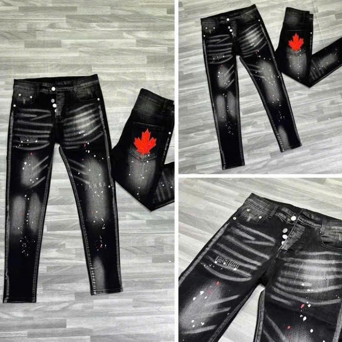 Quần jean nam dài phối họa có rách xước nhẹ vải co giãn da dạng màu mẫu hót menswear