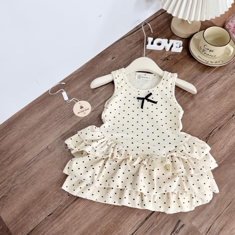 Mekembean Váy công chúa viền bèo 4 tầng bồng bềnh cho bé gái - váy bé gái tươi mát mùa hè size 6-18kg . Chất tăm gân lạnh mềm mát váy bé gái