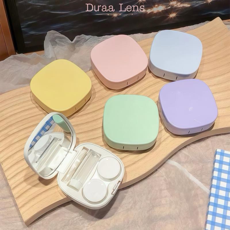 DƯAA LENS Khay đựng lens 1 cặp màu pastel dễ thương tiện lợi kèm dụng cụ đeo
