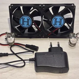 Kipas pendingin aquascape lebar 8cm 2kipas fullset dudukan dan adaptor