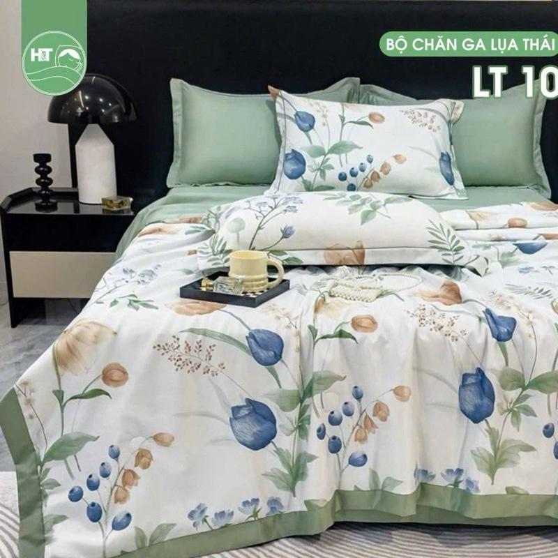 Bộ ga gối lụa thái 6D mềm mịn 3 món 1 ga 2 vỏ gối ( không chăn )