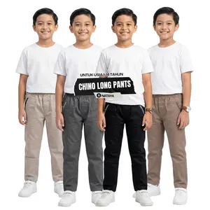 100 ribu 3 Celana Chinos Anak Usia 1-14 Tahun Bahan Stretch Halus Tebel warna hitam cream abu khaki coksu