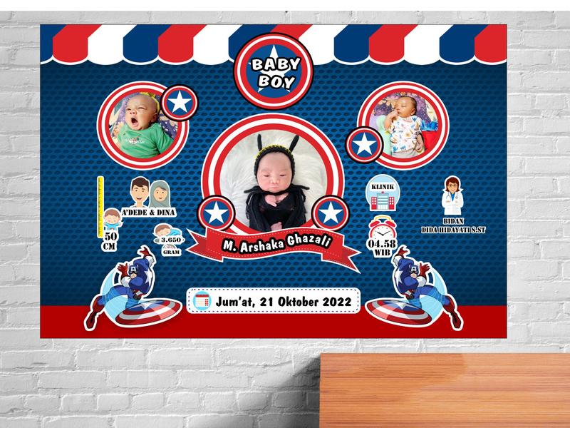 CETAK FOTO BIODATA BAYI - PAPAN MDF DEKORASI DINDING UKURAN 20x30cm Hadiah 1