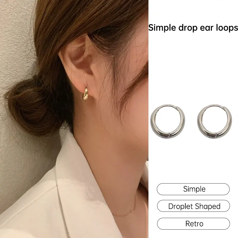 【lingerly】Anting tetesan air sederhana Eropa dan Amerika Serikat anting angin dingin anting logam retro Z 0