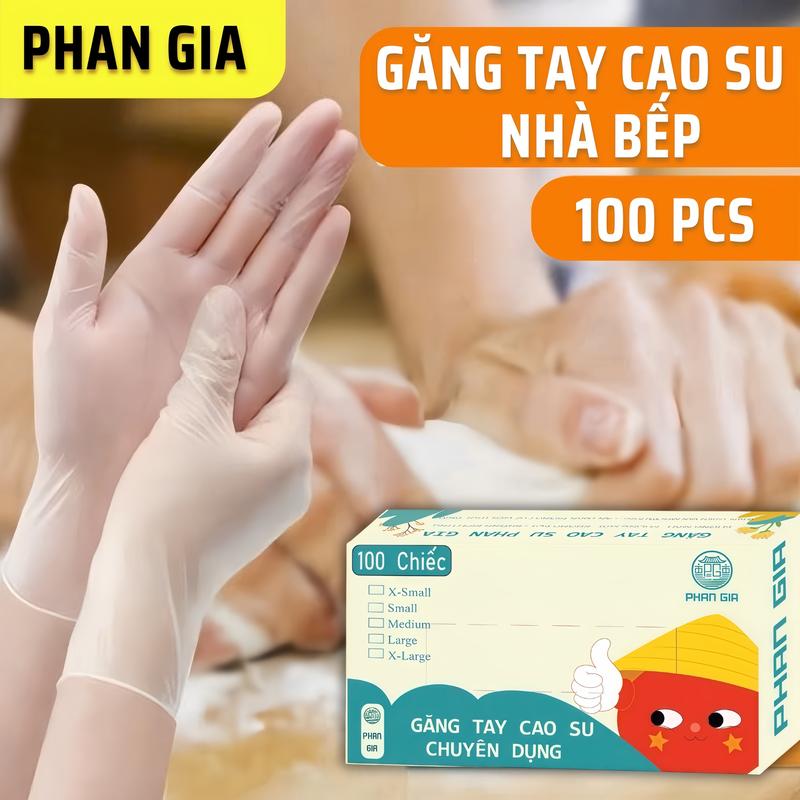 [ HCM ] Combo 100 Chiếc Găng Tay Phan Gia Trắng Trong - An Toàn Cho Da Và Trong Chế Biến Thực Phẩm - Cao Su Non Chống Nước, Rửa Bát bao  tay  cao  su desk chống mài mòn găng tay vệ sinh