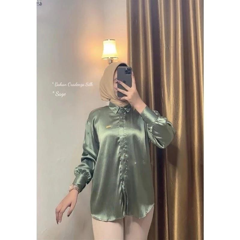 Product Introduction of Kemeja shimmer CRADENZA silk grade A.atasan wanita, kemeja wanita lengan panjang Baju Balon 2