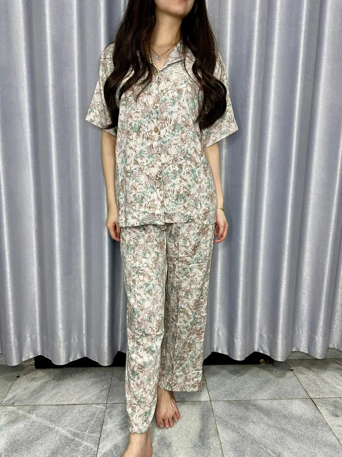 [NEW] LUMI SLEEPWEAR CLARA Piyama Set Baju Tidur Wanita Dewasa Kancing Lengan Pendek Celana Panjang Rayon Premium Motif Lembut Halus Adem Nyaman