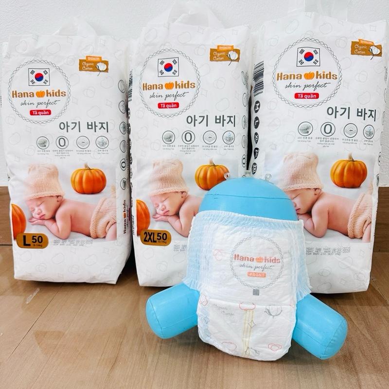 Combo 3 bịch bỉm quần Hana kids 150 miếng cho bé công nghệ Hàn Quốc bổ sung thêm tinh chất bí Ngô làm mềm và dịu da