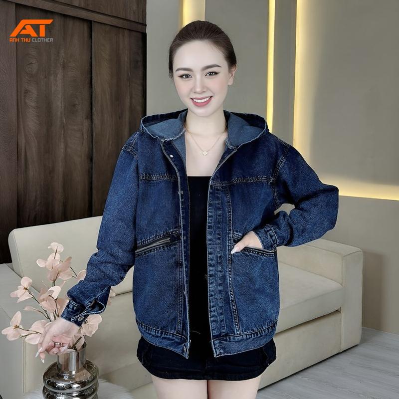  Áo Khoác Jean UNISEX Nữ Có Dây Kéo Áo Khoác Bò Nữ Form Suông K01 