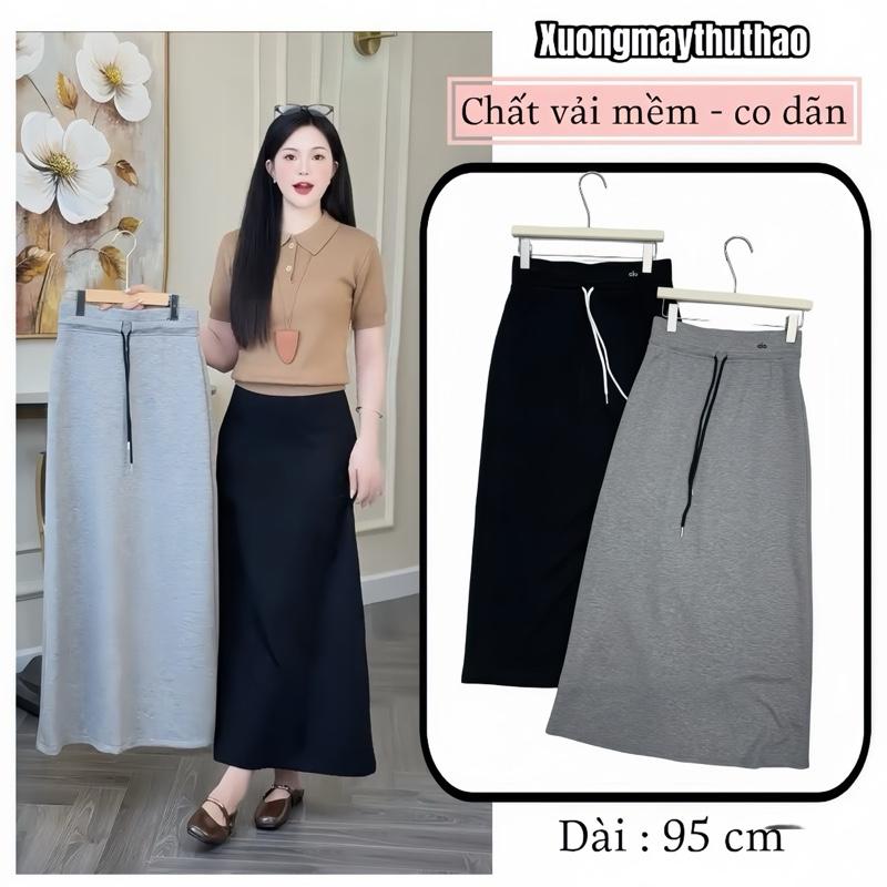 CV 06 Chân Váy Suông Dài 95 cm Xẻ Tà Dáng Bassic Chất Mềm Mại Co Dãn