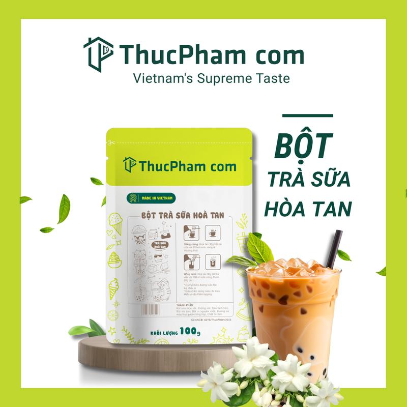  Bột Trà Sữa Hòa Tan Uống Liền ThucPhamcom Gói 100g Vị Hồng Trà Matcha Dâu Ô Long Nhài - Béo Ngậy Đậm Vị Trà 