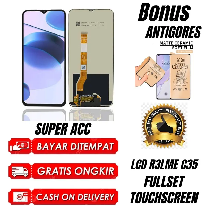 LCD TOUCHSCREEN R3ALME C35 FULLSET ORIGINAL + ANTIGOREA 0