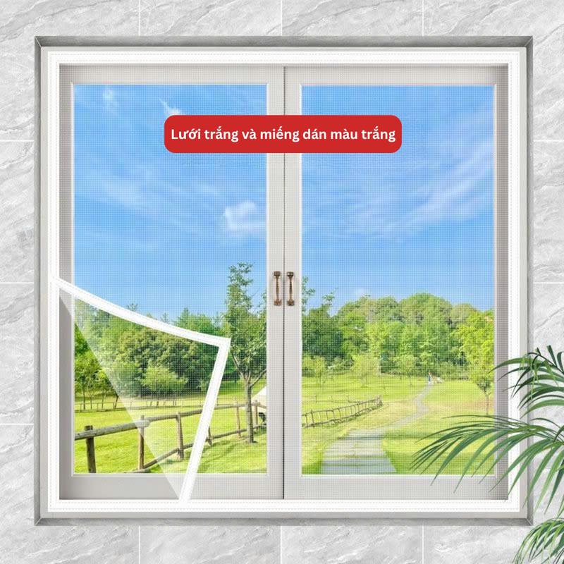 Rèm Chống Muỗi Cửa Sổ Dán Tường Không Khoan Ngăn Muỗi Côn Trùng Kèm Keo Dán Chất Liệu Nhựa Lưới Polyester Chống Rách Dán