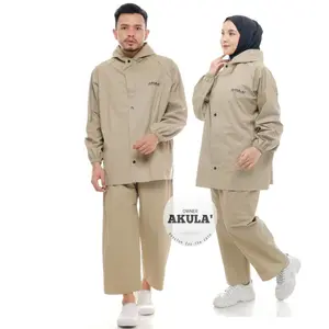 JAS HUJAN AKULA SETELAN BAJU CELANA PRIA WANITA DEWASA BAHAN PVC KARET PVC 025 TEBAL ANTI REMBES