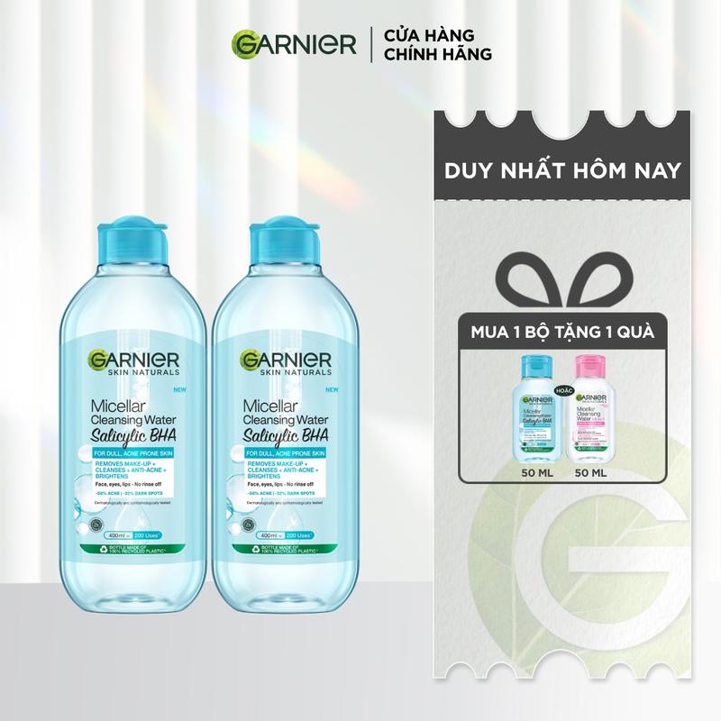 Bộ đôi nước làm sạch và tẩy trang cho da khô & trang điểm lâu trôi Garnier Micellar Water Oil-Infused 400ml 