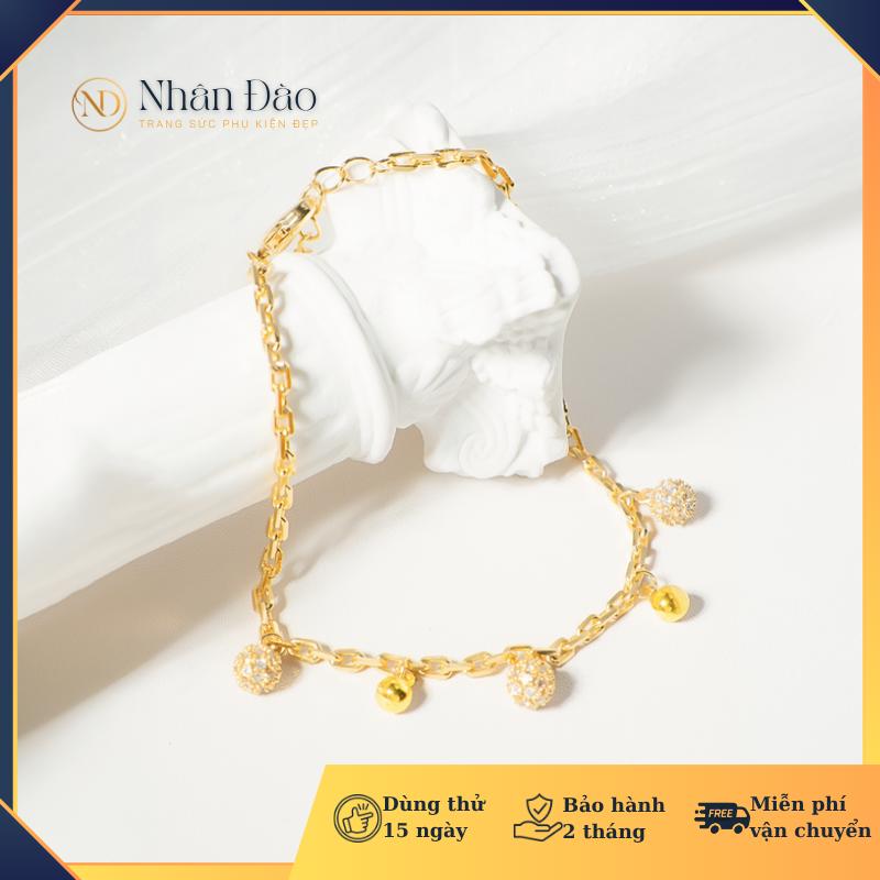  LẮC CHÂN kiêm LẮC TAY Lắc châu sa bi vàng TItan- Lắc thiết kế tinh xảo ấn tượng xi mạ vàng 18k 