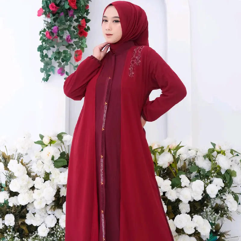 Gamis Set Hijab Terbaru Termurah | Gamis Viral Terlaris | Crinkle Kombinasi Ceruty | Gamis lebaran 2024 Muslim Cantik Syari Nyaman Panjang Wanita Formal Simple Dress Mewah 6