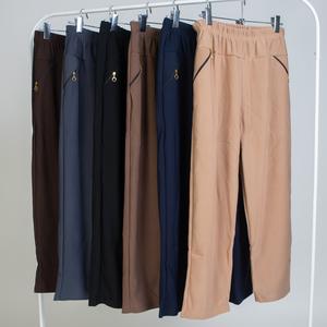 Ladies Stretchable Long Slim Pants／Trousers with Zip (Fit Up To 120kg)