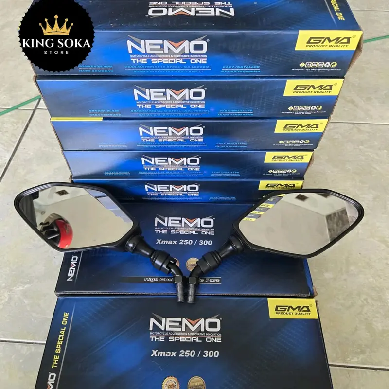 Spion Bubut 3 Jari Original Xmax Nemo Spion Bubut Tangkai Pendek Spion Down Size Universal Semua Motor Honda & Yamaha Motorcycle 0