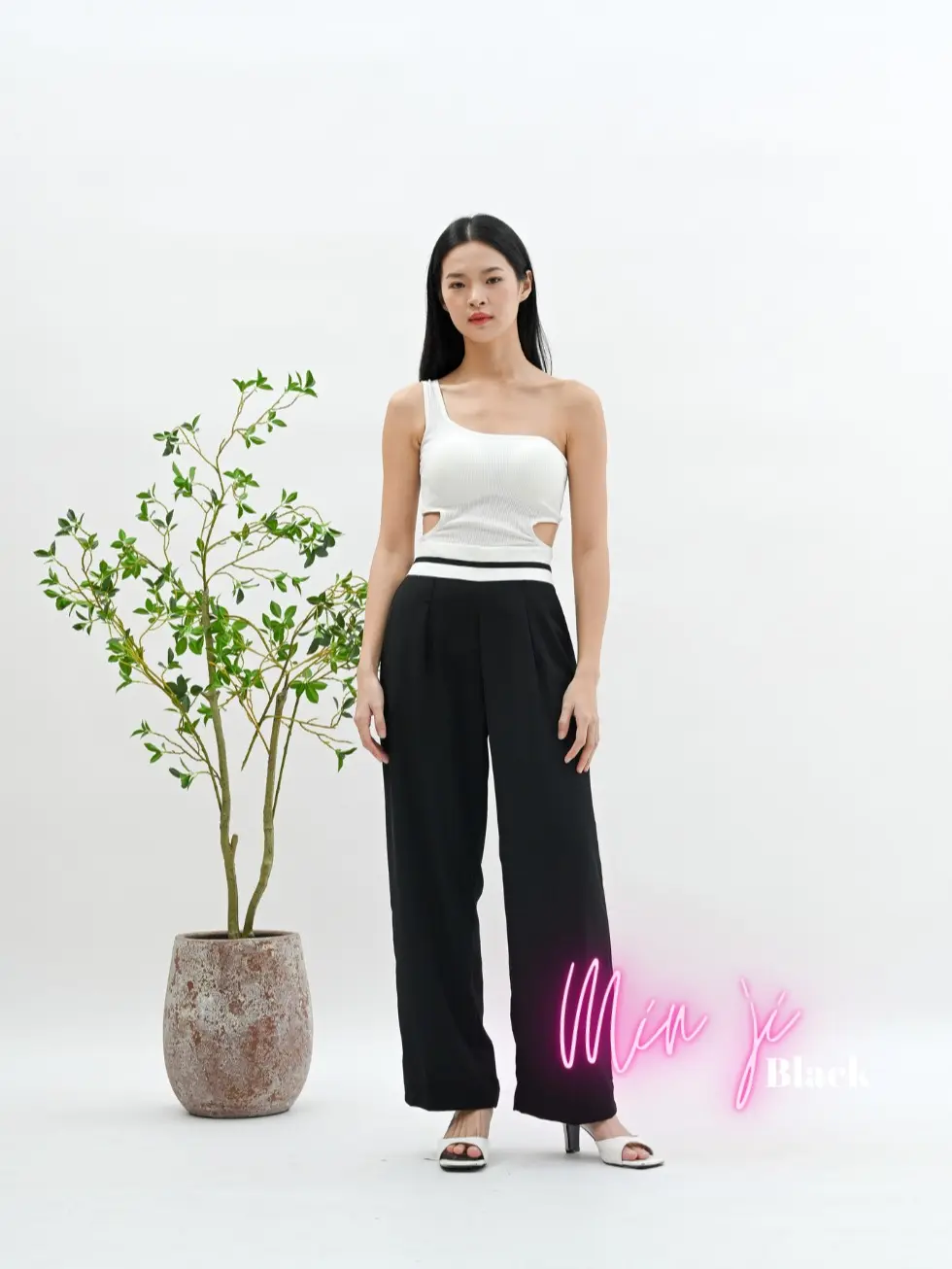 [RAMADAN SALE] Cammomile MIN JI Pants highwaist max BB68 Celana Panjang Polyester Wanita Kulot Hitam celanakulot kerja