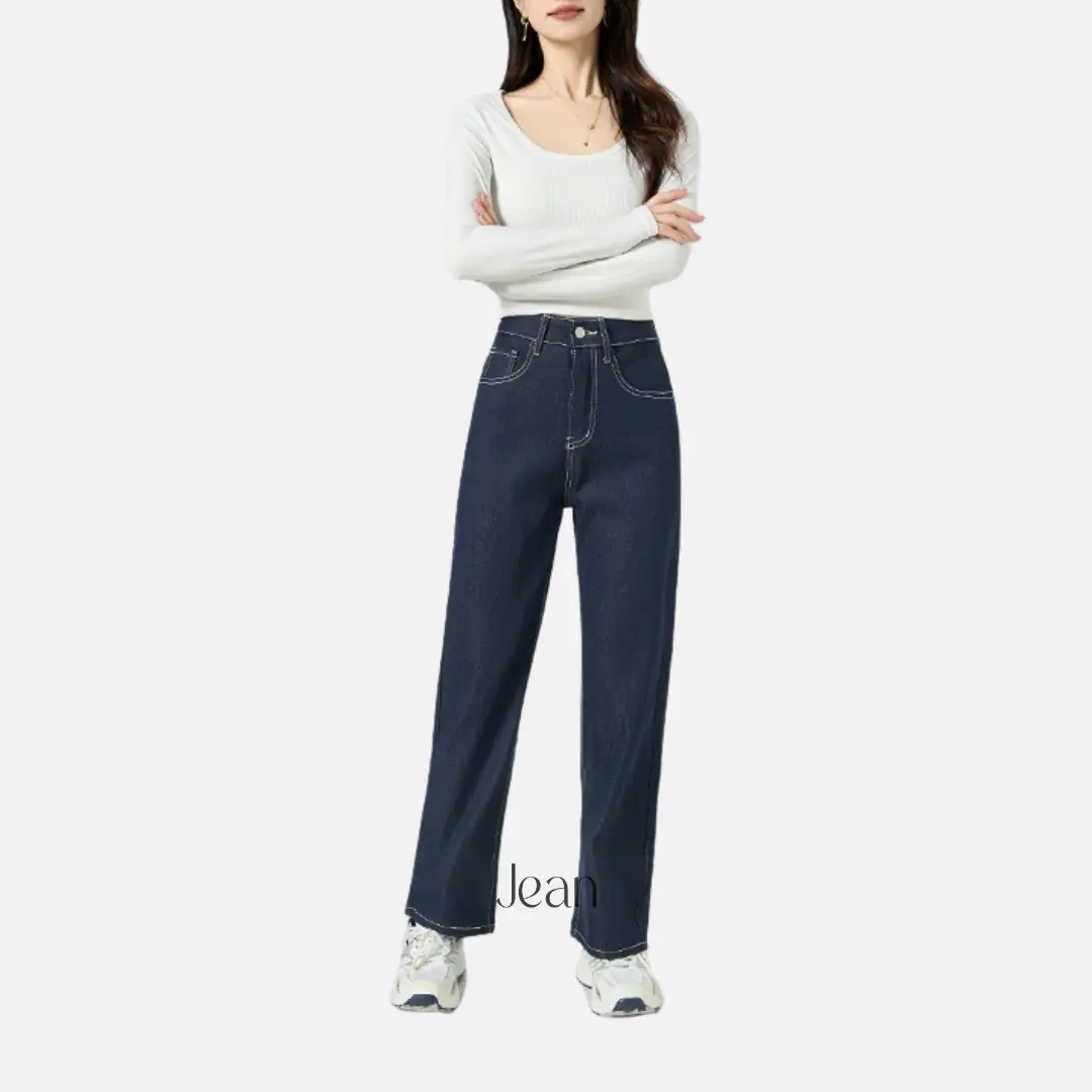 Bianca Blue Denim Pants - Celana Jeans Wanita High Waist Model Straight Cut