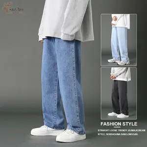 Suyboy Celana jeans pria panjang gombrang oversize korean style baggy pants kulot jeans celana baggy Pria