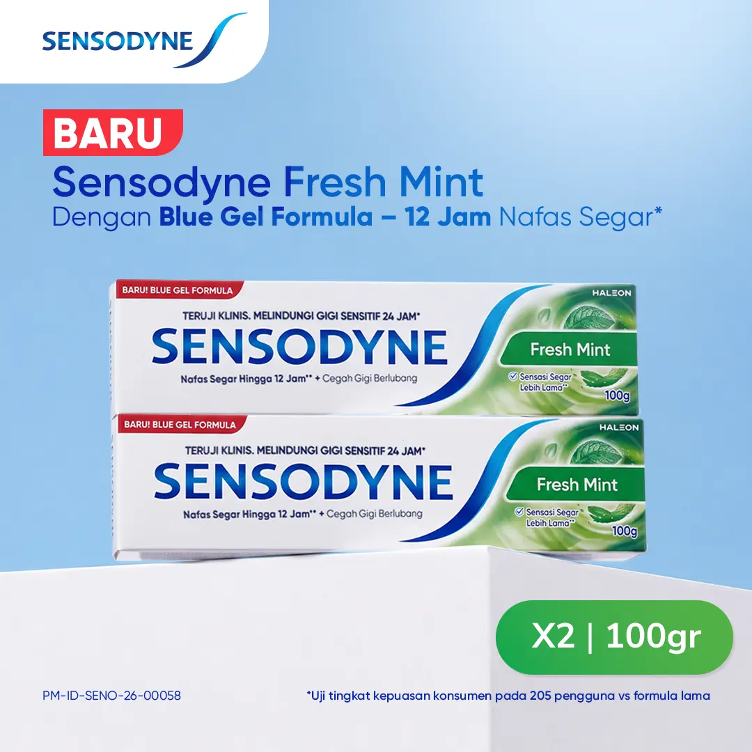 Sensodyne Toothpaste Pasta Gigi Sensitif Essensial Care Fresh Mint 2x100gr - TWINPACK