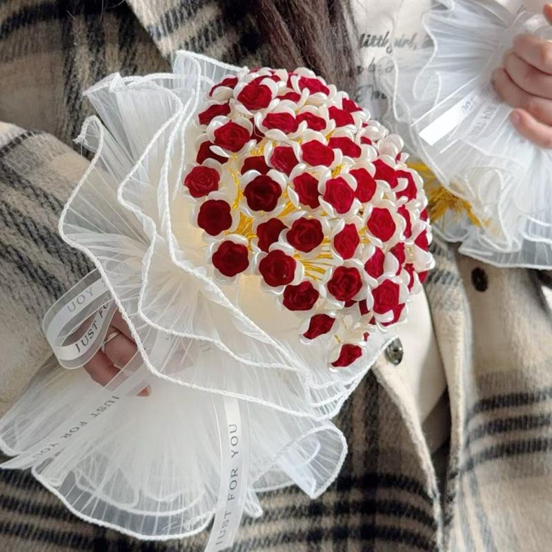 Bó hoa hồng vĩnh cửu 99 bông Tự làm - Làm Sẵn, TẶNG kèm đèn, thiệp, túi đựng quà, quà handmade DIY S0732