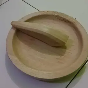 cobek kayu satu set ulekan