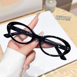 【Bisa Cod】Kacamata Baca Plus Wanita Retro Cat Eye Frame Oval Tebal Fashionable Elegan - 3 Warna