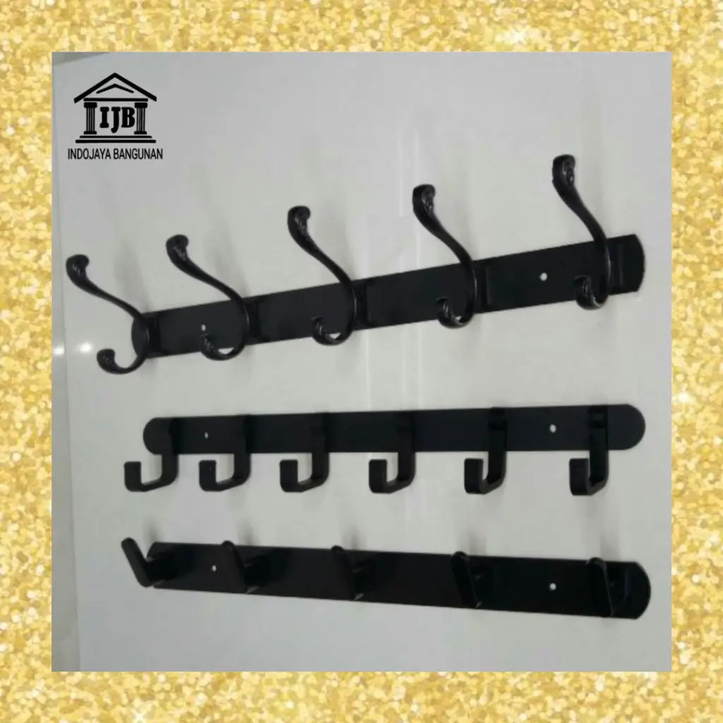 Kapstok Stainless / Gantungan Baju Dinding Kamar Mandi Hitam Emas 45 cm