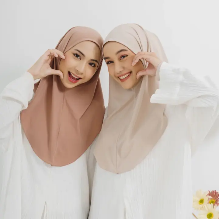 Jilbab Instan Jersey Non Pet / Hijab Malay Instan / Hijab Bergo Malay / Kerudung Dewasa