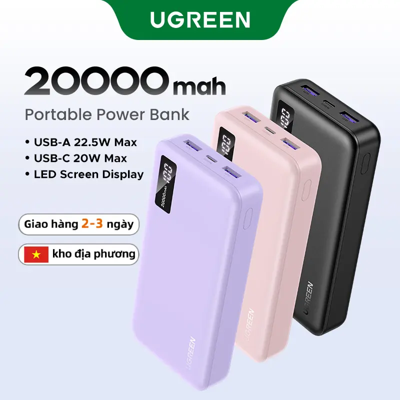 UGREEN PD22.5W 20000mAh 10000mAh PD3.0 Sạc Dự Phòng Sạc Nhanh cho iPhone 16 Pro Max 15  14 13 Samsung Huawei, powerbank 25742