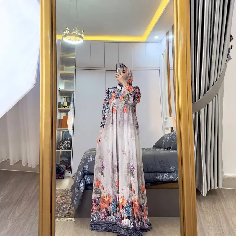 Set Gamis Naifa dengan Hijab Terbaru untuk Lebaran - Mewah, Dewasa, Dress, Pesta, Setelan, Motif, Muslim, Syari, Remaja, Wanita Ibu 1