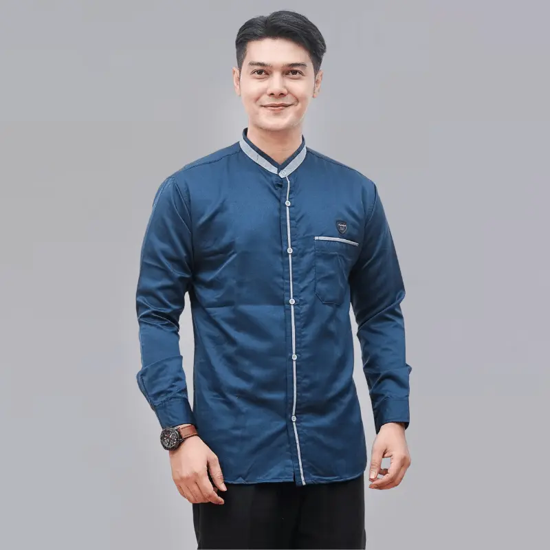 Baju Koko Putih Lengan Panjang Kemko Hadroh Kemeja Koko Dewasa Kurta Taqwa Baju Muslim Pria Kekinian Casual 5