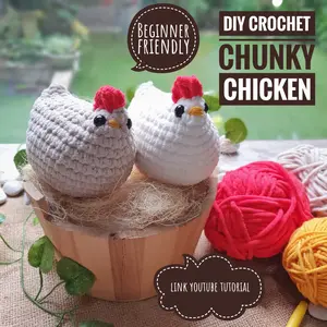 Chunky Chicken Amigurumi Starter Kit / Pack Easy Beginner Handcraft Rajut Boneka Ayam Lucu Cute