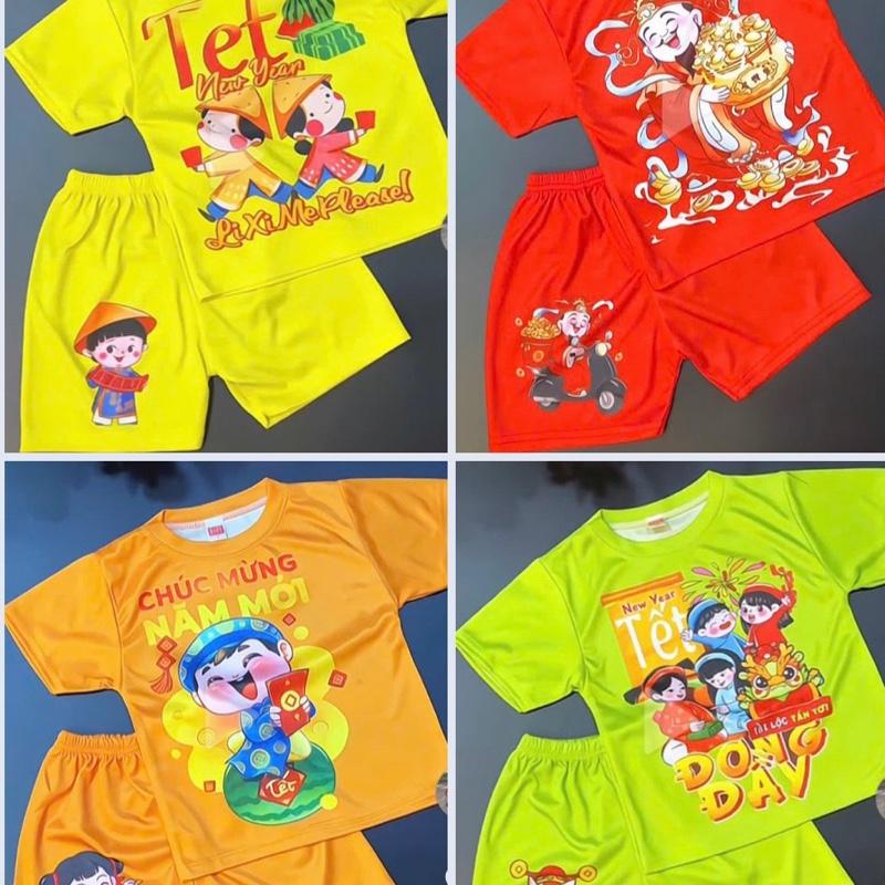 Combo 4 bộ. QUẦN ÁO TẾT . Cho bé đủ size 10-40kg chất thun lạnh mềm mịn mát co giãn Ko lo bong tróc khi giặt máy