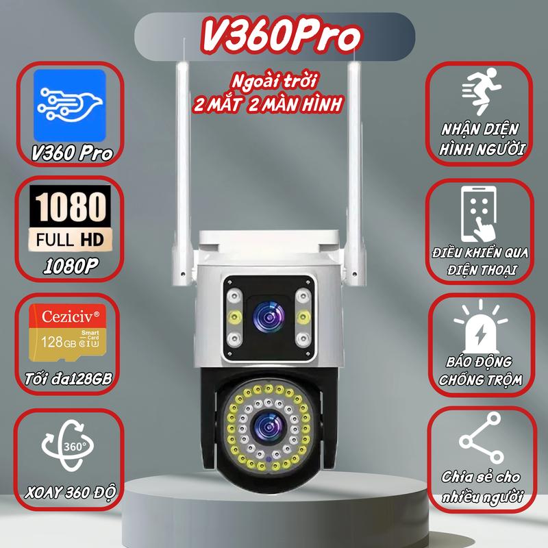 Ceziciv Camera V360Pro 2 Màn Hình 15.0MPX - Giám Sát 360° Đa Vị Trí Chống Trộm Thông Minh