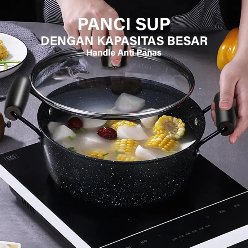 Panci Teko Set Stainless Steel 12 Pcs Anti Lengket Panci Teflon Cookware Frypan Saucepan 2