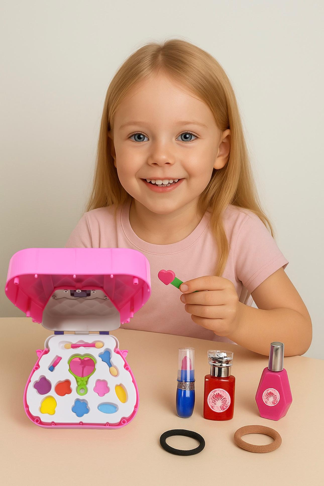 ( BISA COD ) PROMO Mainan Anak Perempuan Make Up Tas DUMMY Kosmetik Lipstick Eye Shadow Makeup Set