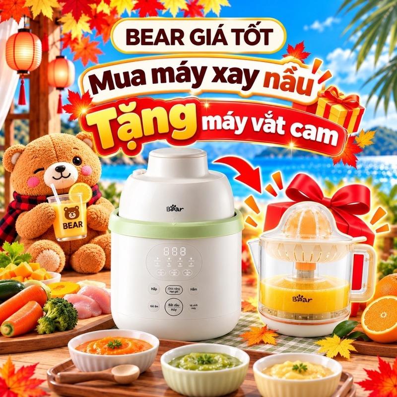 Máy Xay Ăn Dặm Bear BFM-045KN, Dung Tích 0.35Lit Xay Thịt, Cháo, Rau Củ Cho Bé, Lưỡi Dao Inox, BH 18 Tháng