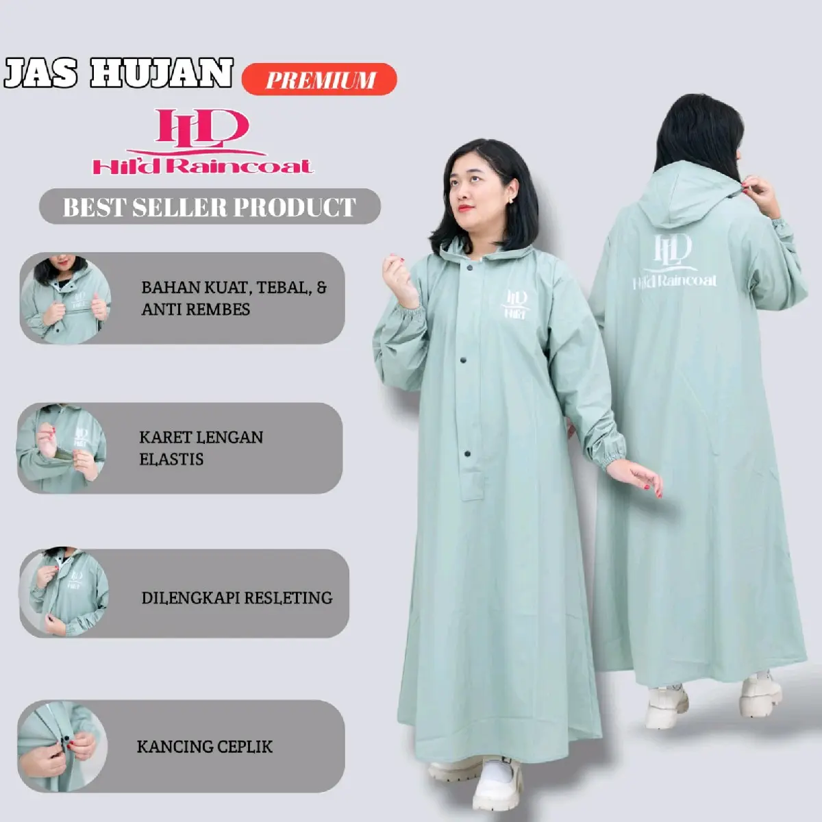 JAS HUJAN GAMIS JUMBO SYAR'I WANITA DEWASA BAHAN PVC TERMURAH ANTI AIR WATERPROOF COCOK DIPAKAI BERKENDARA SAAT MUSIM HUJAN