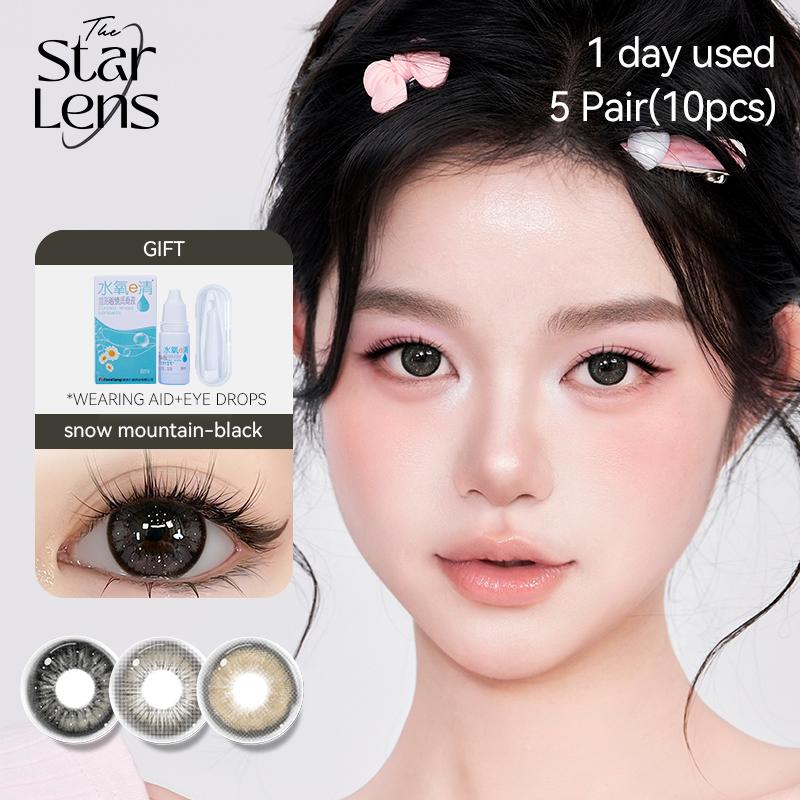 Kính áp tròng màu, Starlens lens mắt xịn chính hãng,thiên nhiên hàng ngày, 10PCS, được sử dụng trong 1 ngày,lens mắt xám/đen/nâu len mắt xinh,với 0,0 POWER DIA 14,2 / 14,5mm,lens mắt 1 lần
