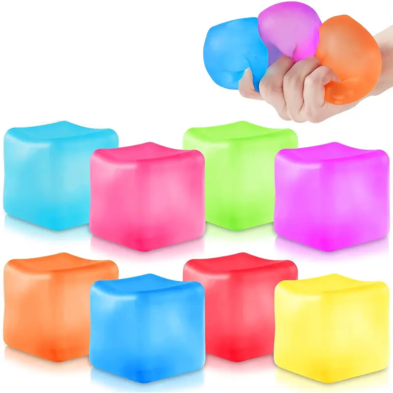 Schylling NeeDoh Nice Cube - Best-Selling Sensory Toy with a Super Solid Squish - Always Returns to its Square Shape - Assorted Colors Blue, Pink or Purple - Ages 3 and Up - One Random Color